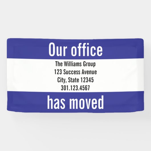 Onze Afdeling Is Verhuisd Aankondiging Blauw en Wi Spandoek (Horizontaal)
