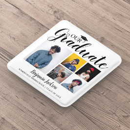 Onze Afgestudeerde | 5 Foto Afstuderen Vierkante Button 5,1 Cm