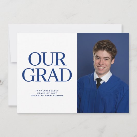 ONZE AFSTUDEERDER Blauw Wit 2 foto Afstuderen Kaart (Voorkant)