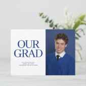 ONZE AFSTUDEERDER Blauw Wit 2 foto Afstuderen Kaart (Staand voorkant)
