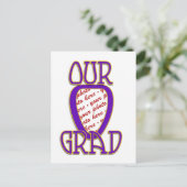 ONZE AFSTUDEERDER Paarse & Gouden School Kleuren L Briefkaart (Staand voorkant)