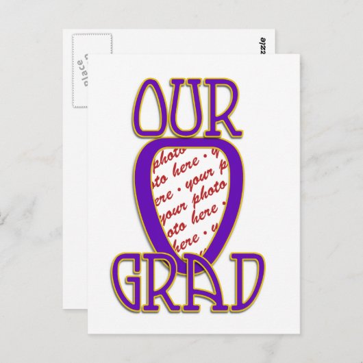 ONZE AFSTUDEERDER Paarse & Gouden School Kleuren L Briefkaart (Voorkant / Achterkant)