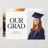 ONZE AFSTUDEERDER Typografie 2 foto Afstuderen Kaart (Voorkant / Achterkant)