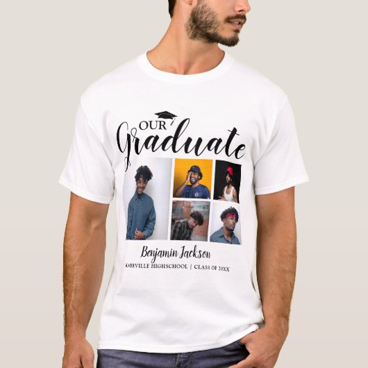 Onze Afstuderen | 5 Foto Afstuderen T-shirt (Voorkant)