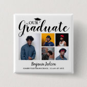 Onze Afstuderen | 5 Foto Afstuderen Vierkante Button 5,1 Cm (Voorkant)
