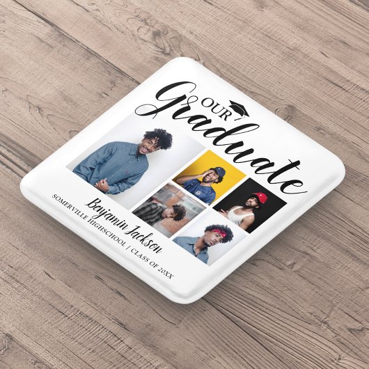 Onze Afstuderen | 5 Foto Afstuderen Vierkante Button 5,1 Cm