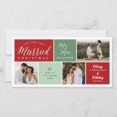 Onze allereerste kerst als echtpaar 3 foto Huwelij Feestdagenkaart (Voorkant)