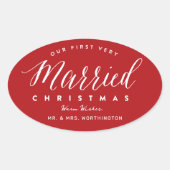 Onze allereerste kerst als getrouwd stel, meneer e ovale sticker (Voorkant)