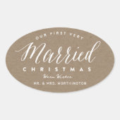 Onze allereerste kerst als getrouwd stel meneer en ovale sticker (Voorkant)