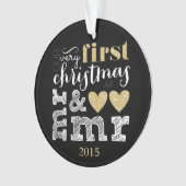 Onze allereerste kerst als Mr & Mr Gold Ornament (voorkant)