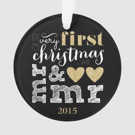 Onze allereerste kerst als Mr & Mr Gold Ornament (voorkant)