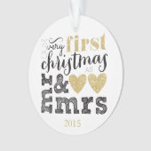 Onze allereerste kerst als Mr & Mrs Gold Ornament (voorkant)