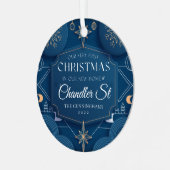 Onze allereerste kerst in onze nieuwe thuismoderne metalen ornament (Voorkant links)