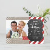 Onze allereerste Kerstmis als Mr en Mrs. Fotokaart Feestdagenkaart (Staand voorkant)