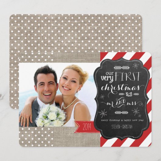 Onze allereerste Kerstmis als Mr en Mrs. Fotokaart Feestdagenkaart (Voorkant / Achterkant)