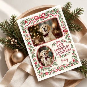Onze allerfeestelijkste toevoeging Puppy Kerst Fot Feestdagenkaart