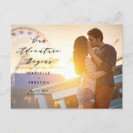 Onze Avontuur BEWERKBARE KLEUR Save the Date Briefkaart