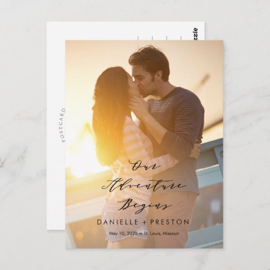 Onze Avontuur BEWERKBARE KLEUR Save the Date Briefkaart (Voorkant / Achterkant)