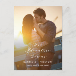 Onze Avontuur BEWERKBARE KLEUR Save the Date Briefkaart