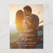 Onze Avontuur BEWERKBARE KLEUR Save the Date Briefkaart (Voorkant)