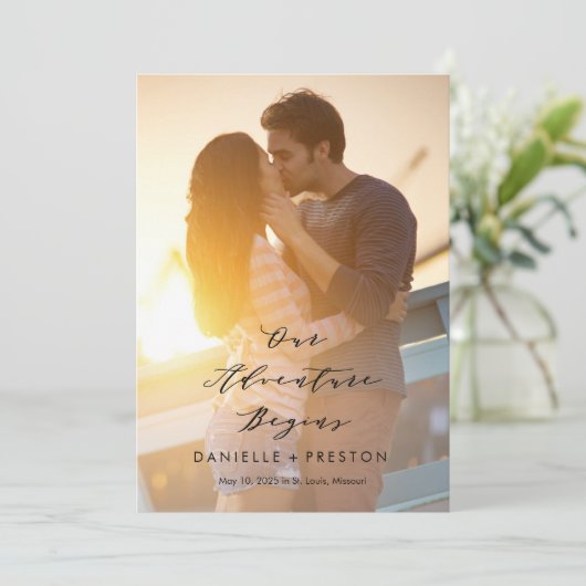 Onze Avontuur Bewerkbare Kleur Sla de datum Kaart (Staand voorkant)