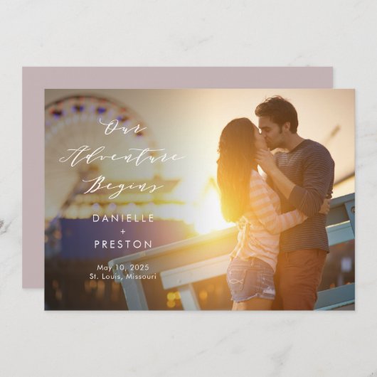 Onze Avontuur Bewerkbare Kleur Sla de datum Kaart (Voorkant / Achterkant)