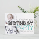 Onze Baby Blauwgroen uitnodiging voor geboorte (Staand voorkant)