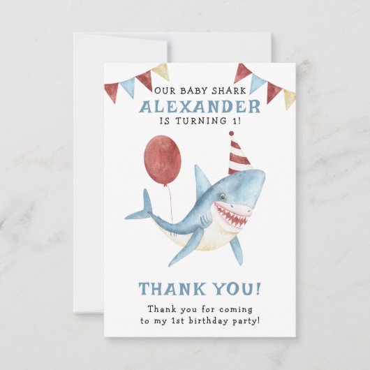Onze Baby haai 1e verjaardag onder het Zee Bedankkaart (Voorkant)