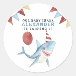 Onze Baby haai 1e verjaardag onder het Zee Ronde Sticker