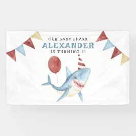 Onze Baby haai 1e verjaardag onder het Zee Spandoek