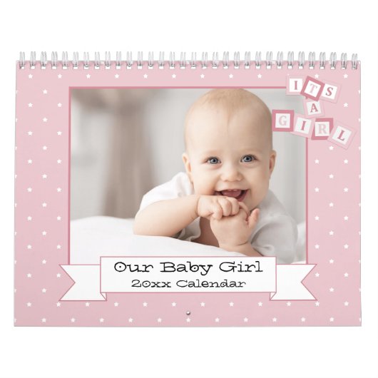 Onze Baby Meisje Custom Foto Kalender (Hoes)
