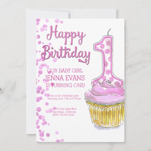 Onze baby meisje draait een uitnodiging (Voorkant)