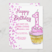 Onze baby meisje draait een uitnodiging (Voorkant / Achterkant)