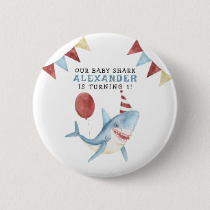 Onze Baby Shark 1e Verjaardag Onder De Zee Ronde Button 5,7 Cm