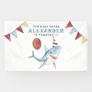 Onze Baby Shark 1e Verjaardag Onder De Zee Spandoek