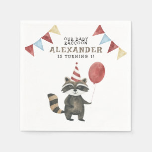 Onze baby wasbeer 1e verjaardag  servet