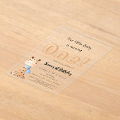 Onze Baby wordt een Schattigee Giraffe 1e verjaard Acryl Uitnodigingen (Laagn)