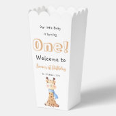 Onze Baby wordt een Schattigee Giraffe 1e verjaard Bedankdoosjes (Achterkant)