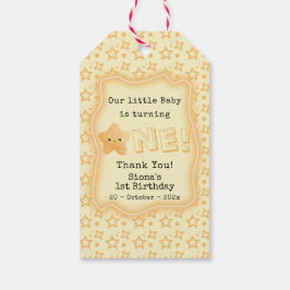 Onze Baby wordt een Schattigee ster 1e verjaardag Cadeaulabel