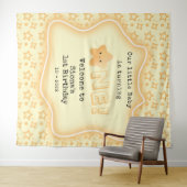 Onze Baby wordt een Schattigee ster 1e verjaardag Wandkleed (In Situ (horizontaal))