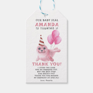 Onze babyzeehond 1e verjaardag onder de zee cadeaulabel