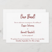 Onze Bad Bourgogne heeft de huwelijksaankondiging  Kaart (Voorkant / Achterkant)