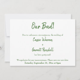 Onze Bad Green White uitgestelde huwelijksaankondi Kaart