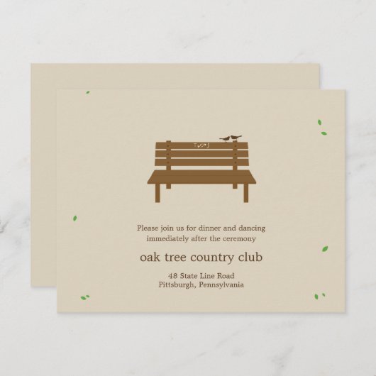 Onze Bank Bruiloftsreceptiekaart Informatiekaartje (Voorkant / Achterkant)