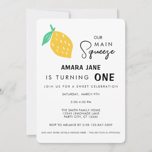 Onze belangrijkste knijp citroen thema verjaardag kaart (Voorkant)