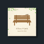 Onze Bench Wrapped Canvas Art<br><div class="desc">Met een paar liefdesvogels op de top van een bank gesneden met je initialen,  zal deze canvas kunst een unieke aanvulling op elke wand maken. Exclusief ontwerp van © berryberrysweet.com</div>