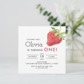 Onze Berry Sweet Strawberry 1st Birthday Square Kaart (Staand voorkant)