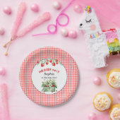 Onze Berry Sweet Strawberry Party, Red Gingham Papieren Bordje (Feest)
