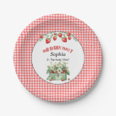 Onze Berry Sweet Strawberry Party, Red Gingham Papieren Bordje (Voorkant)