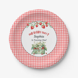 Onze Berry Sweet Strawberry Party, Red Gingham Papieren Bordje